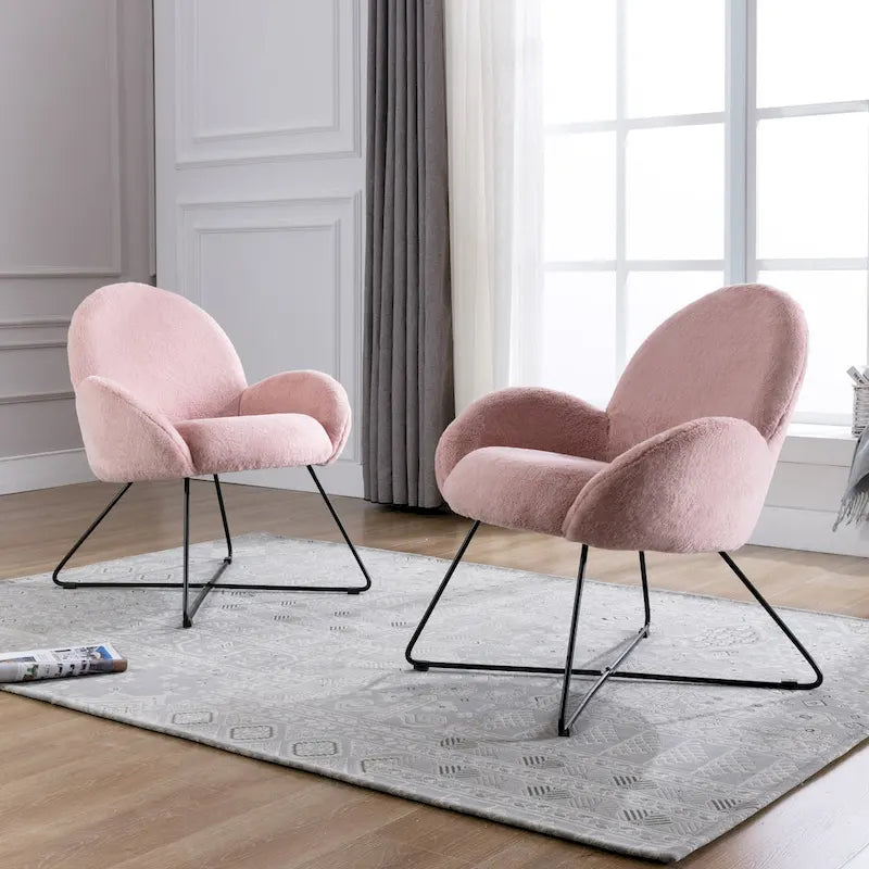 Modern Fleece Upholstered Accent Chair with Arms - Grey, White, Pink for 1