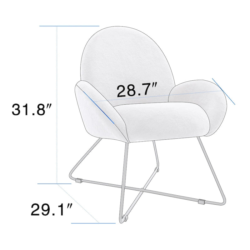 Modern Fleece Upholstered Accent Chair with Arms - Grey, White, Pink for 1