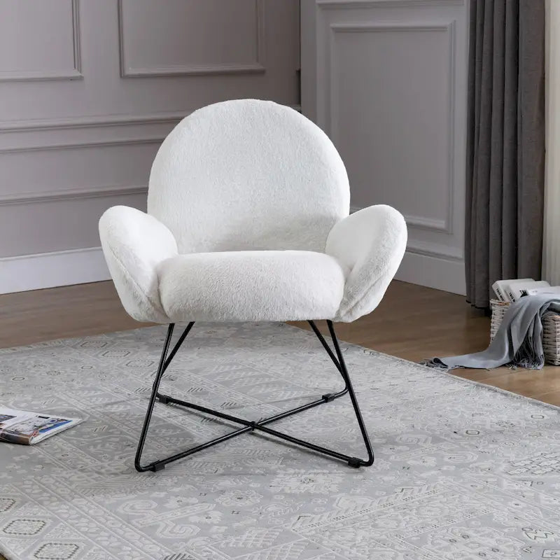 Modern Fleece Upholstered Accent Chair with Arms - Grey, White, Pink for 1