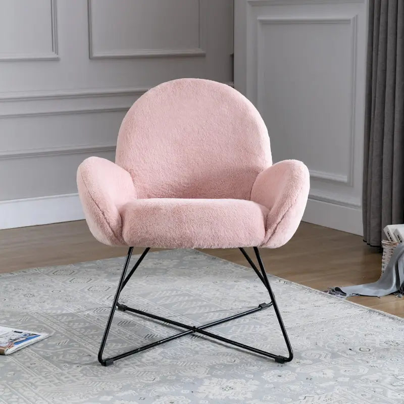 Modern Fleece Upholstered Accent Chair with Arms - Grey, White, Pink for 1
