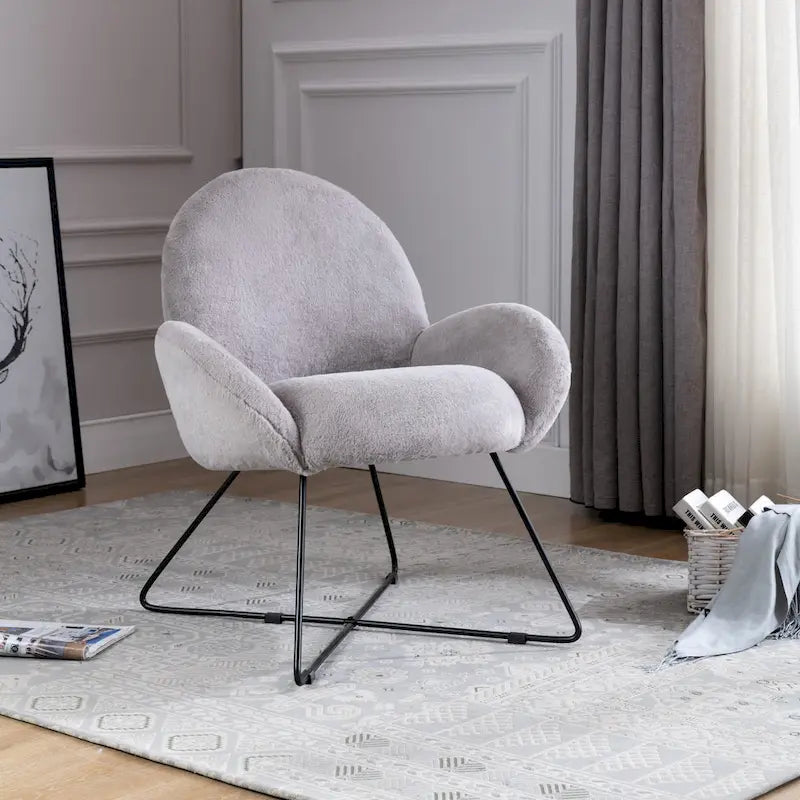 Modern Fleece Upholstered Accent Chair with Arms - Grey, White, Pink for 1