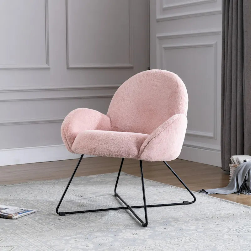 Modern Fleece Upholstered Accent Chair with Arms - Grey, White, Pink for 1