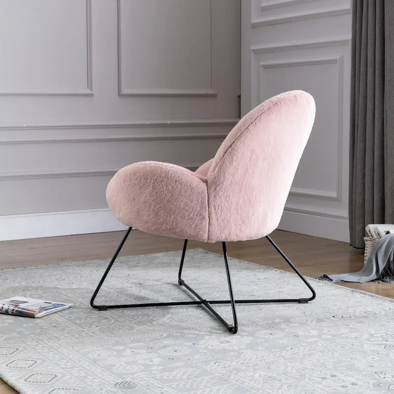 Modern Fleece Upholstered Accent Chair with Arms - Grey, White, Pink for 1