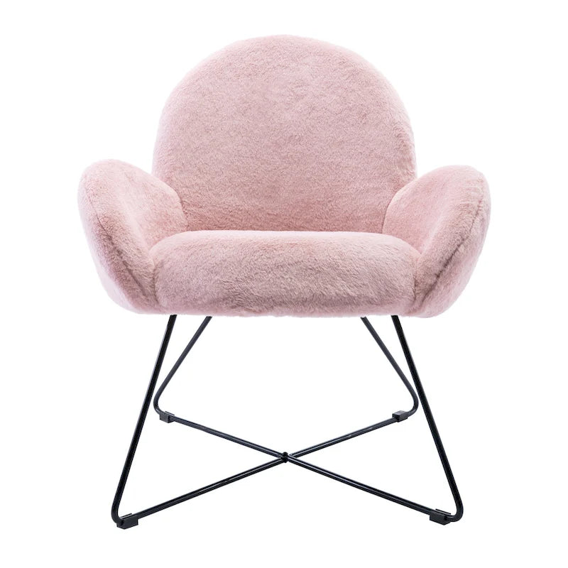 Modern Fleece Upholstered Accent Chair with Arms - Grey, White, Pink for 1