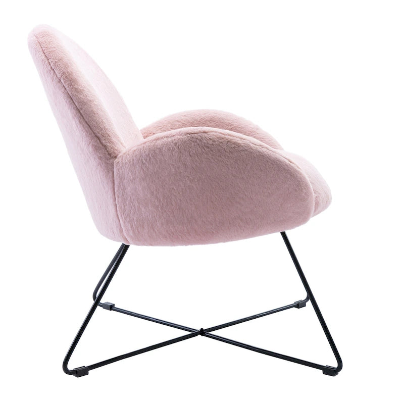 Modern Fleece Upholstered Accent Chair with Arms - Grey, White, Pink for 1