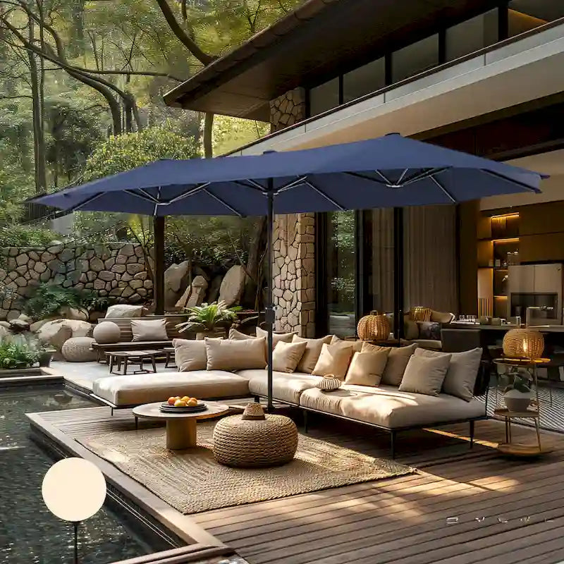 7/8-Piece Patio Dining Set of 6 Swivel Metal Rattan Chairs with Deep-seating Chairs and Wood-like Table & Outdoor Umbrella - N/A