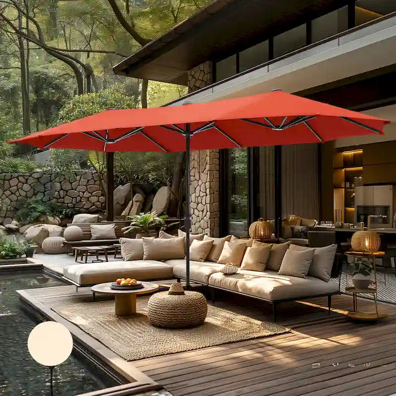 7/8-Piece Patio Dining Set of 6 Swivel Metal Rattan Chairs with Deep-seating Chairs and Wood-like Table & Outdoor Umbrella - N/A