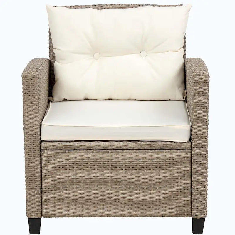 4 Piece Conversation Set Wicker Ratten Sectional Sofa with Seat Cushions