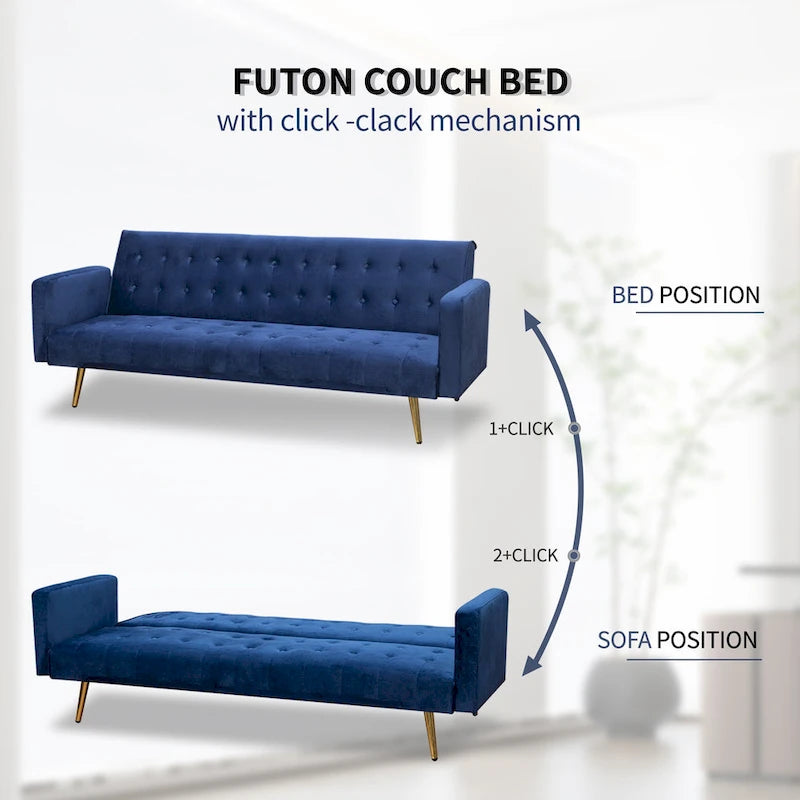 75" Tufted Velvet Convertible Sleeper Sofa - Multiple Colors