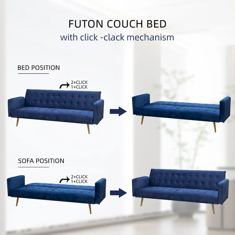 75" Tufted Velvet Convertible Sleeper Sofa - Multiple Colors