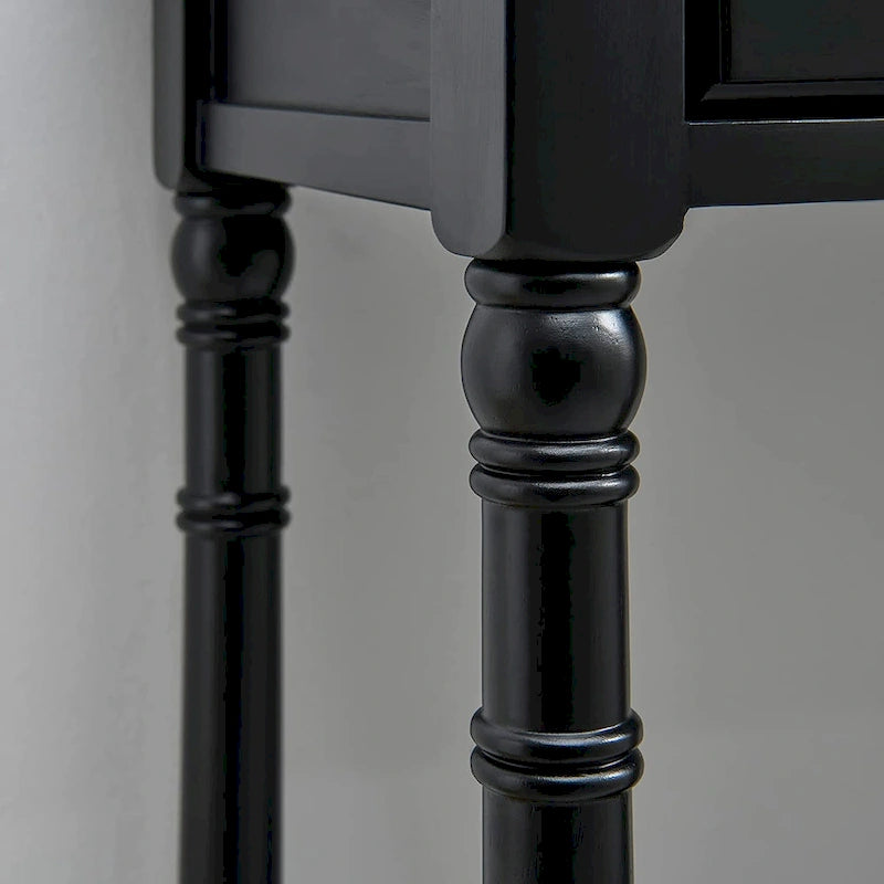 Solid Wood Console Table with 2 Drawers and Shelf - Blue, White, Walnut, Black, Dark Walnut