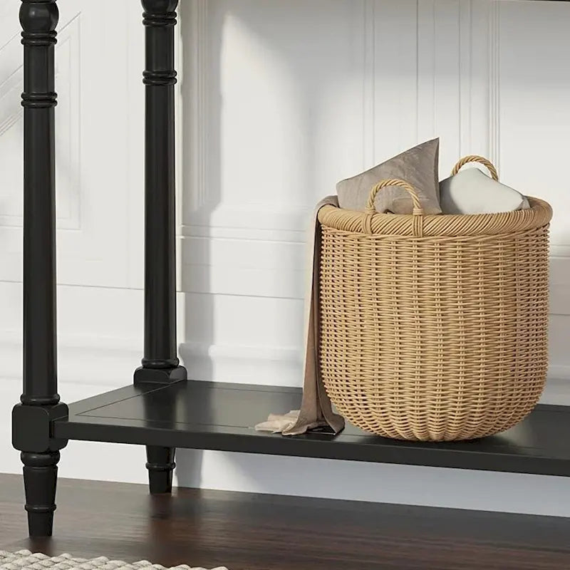 Solid Wood Console Table with 2 Drawers and Shelf - Blue, White, Walnut, Black, Dark Walnut