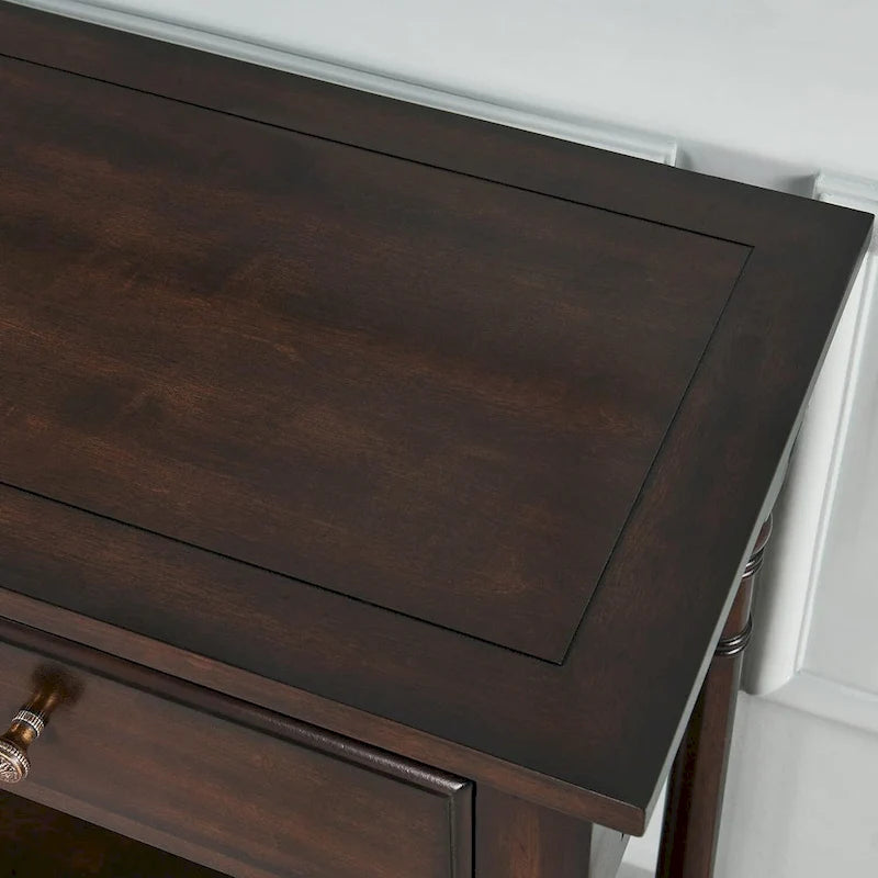 Solid Wood Console Table with 2 Drawers and Shelf - Blue, White, Walnut, Black, Dark Walnut