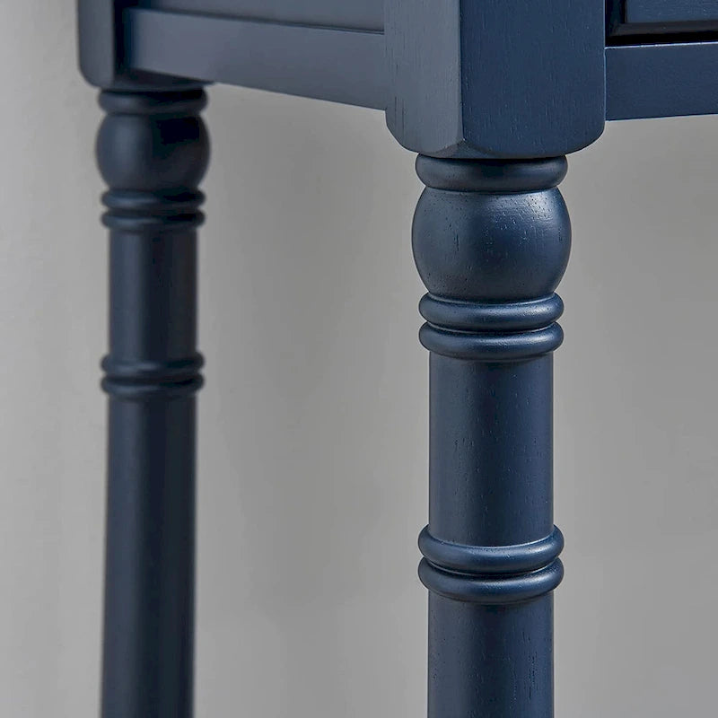 Solid Wood Console Table with 2 Drawers and Shelf - Blue, White, Walnut, Black, Dark Walnut