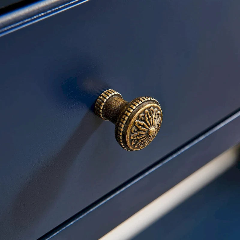 Solid Wood Console Table with 2 Drawers and Shelf - Blue, White, Walnut, Black, Dark Walnut