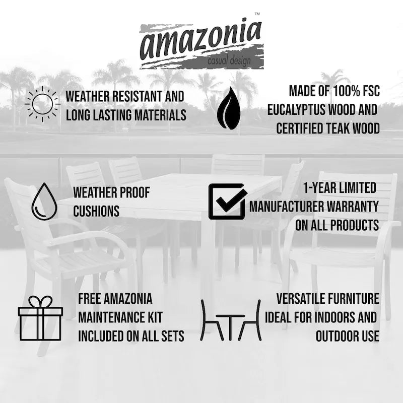 Amazonia Outdoor Patio Wood Chaise Sun Lounger - 1 Piece