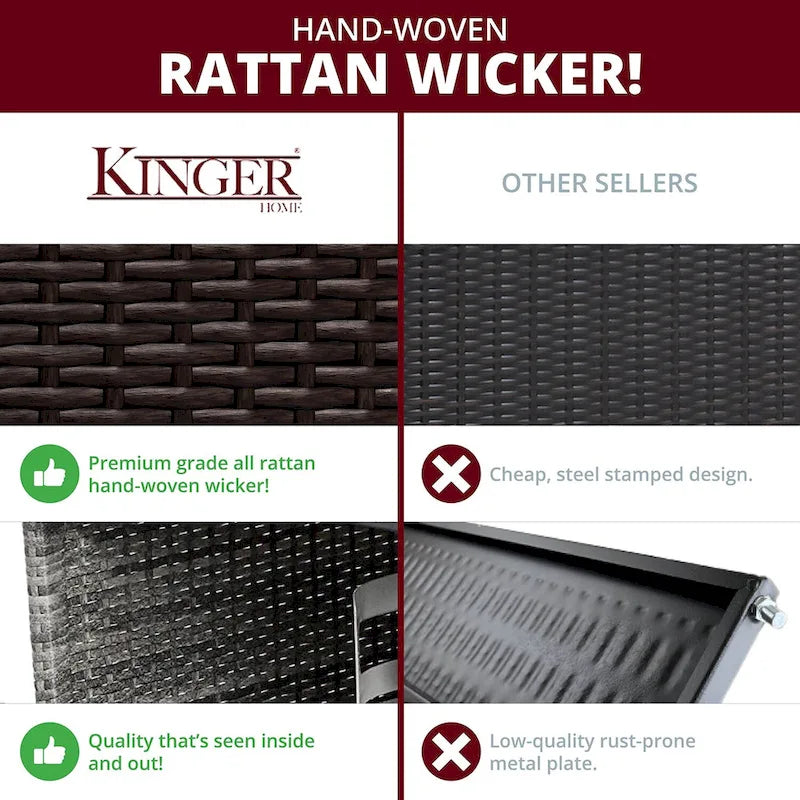 Kinger Home URI Rattan 5-Piece Patio Furniture Set - 42-Inch