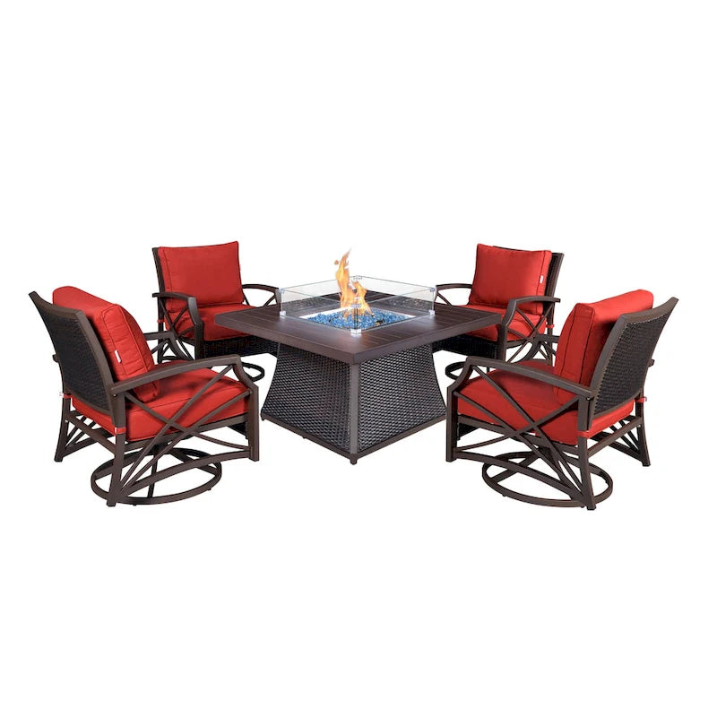 Kinger Home URI Rattan 5-Piece Patio Furniture Set - 42-Inch
