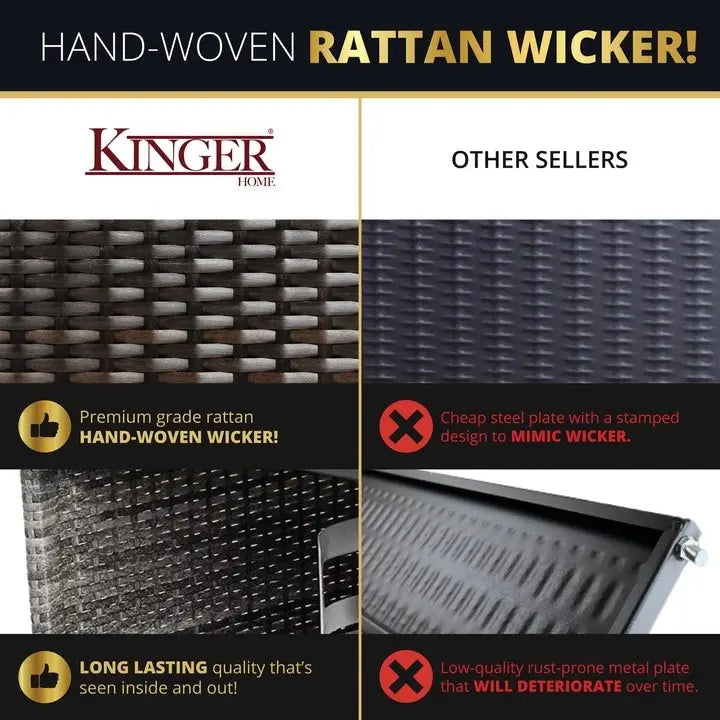 Kinger Home URI Rattan 5-Piece Patio Furniture Set - 42-Inch