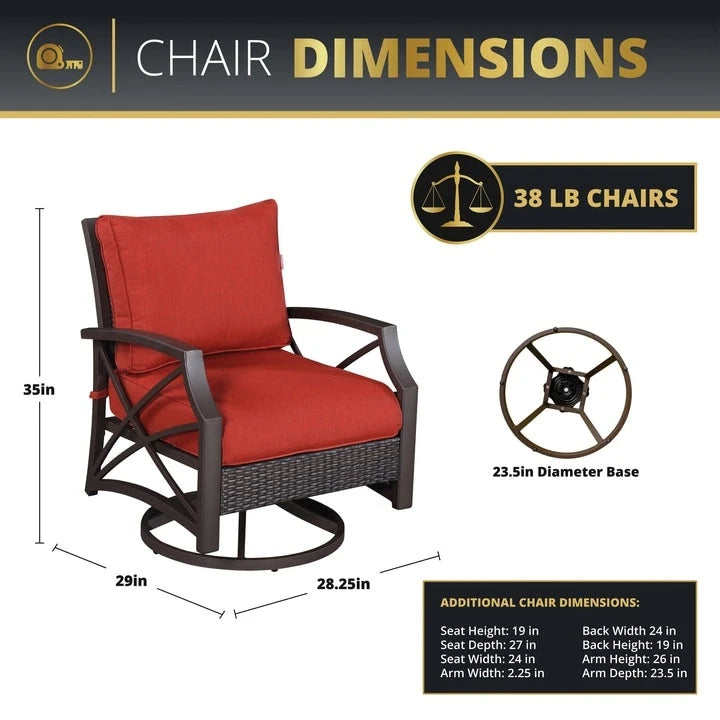 Kinger Home URI Rattan 5-Piece Patio Furniture Set - 42-Inch
