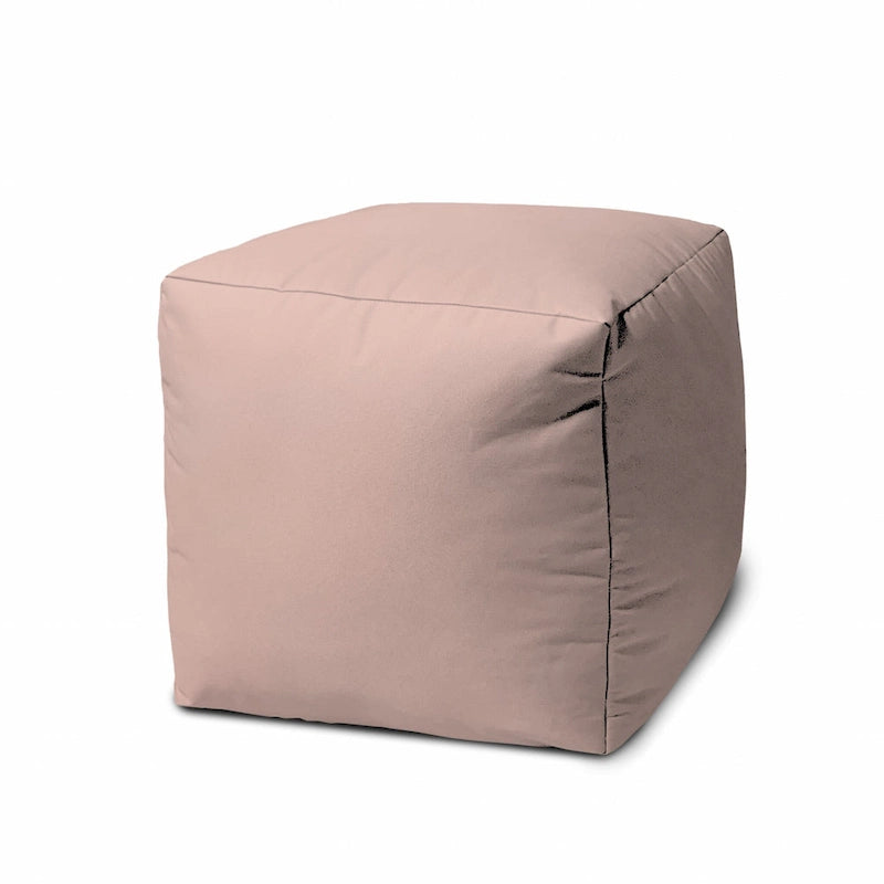 HomeRoots 17  Pale Pink Canvas Cube Outdoor Pouf Cover - 17' X '17' X '1