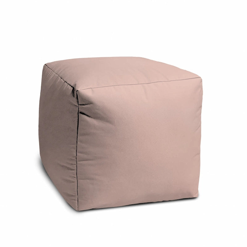 HomeRoots 17  Pale Pink Canvas Cube Outdoor Pouf Cover - 17' X '17' X '1