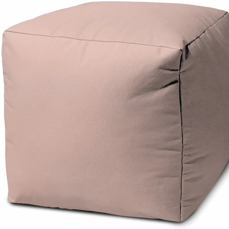 HomeRoots 17  Pale Pink Canvas Cube Outdoor Pouf Cover - 17' X '17' X '1