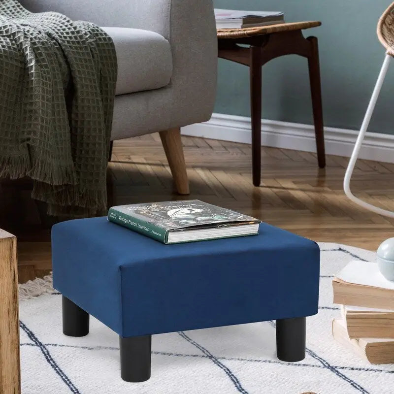 Small Square Footstool Ottoman - Blue, Black/White, Green, Teal
