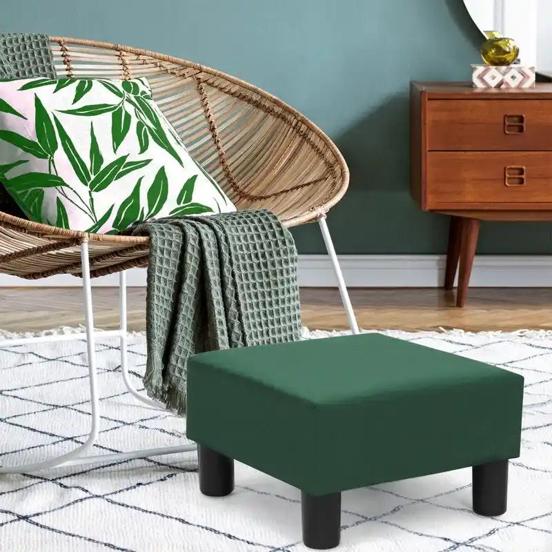 Small Square Footstool Ottoman - Blue, Black/White, Green, Teal