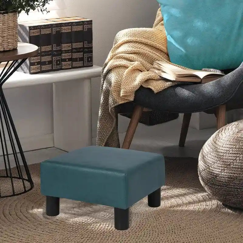 Small Square Footstool Ottoman - Blue, Black/White, Green, Teal