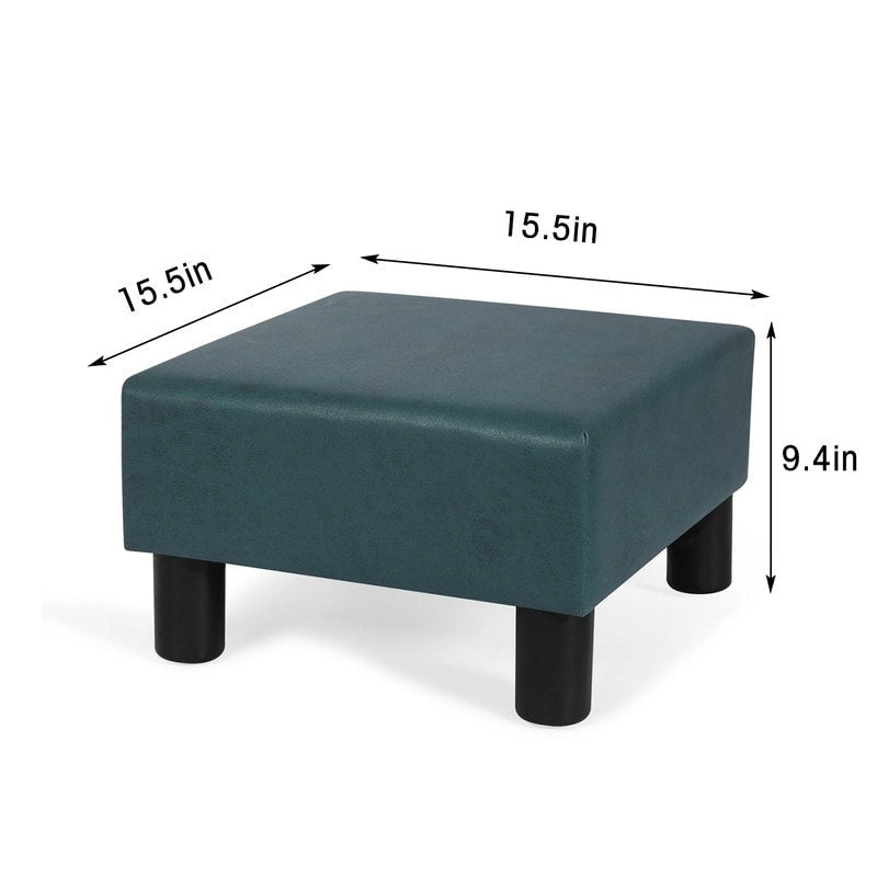 Small Square Footstool Ottoman - Blue, Black/White, Green, Teal