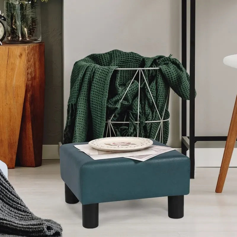 Small Square Footstool Ottoman - Blue, Black/White, Green, Teal