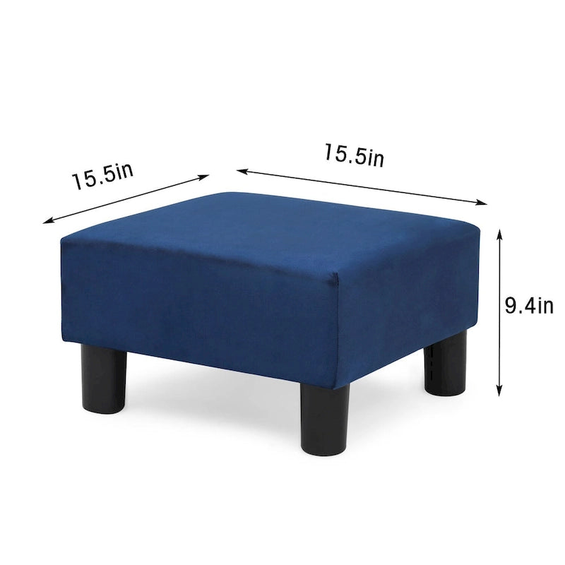 Small Square Footstool Ottoman - Blue, Black/White, Green, Teal