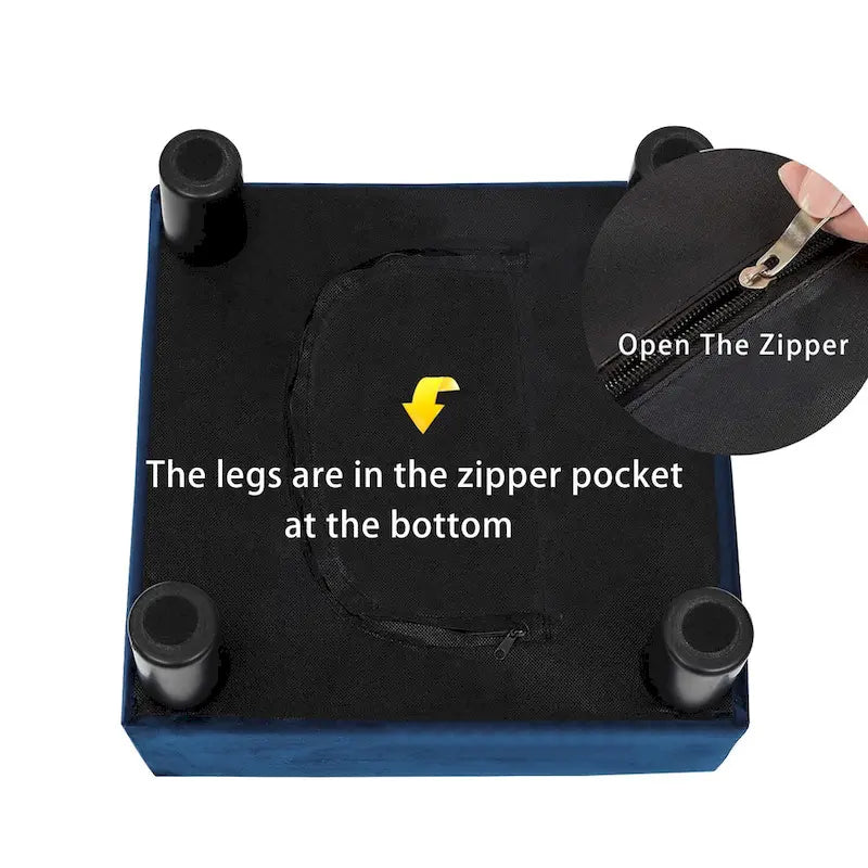 Small Square Footstool Ottoman - Blue, Black/White, Green, Teal