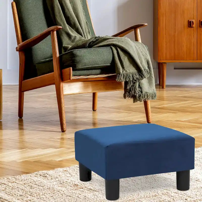 Small Square Footstool Ottoman - Blue, Black/White, Green, Teal