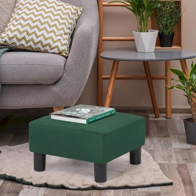 Small Square Footstool Ottoman - Blue, Black/White, Green, Teal