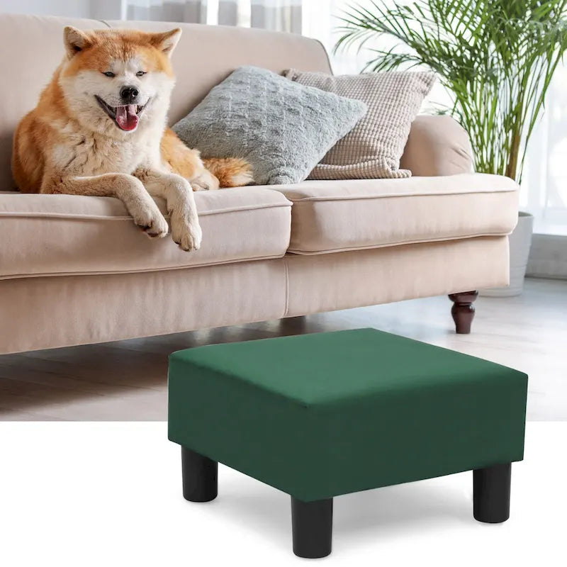 Small Square Footstool Ottoman - Blue, Black/White, Green, Teal