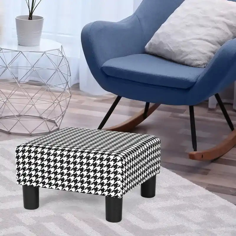 Small Square Footstool Ottoman - Blue, Black/White, Green, Teal