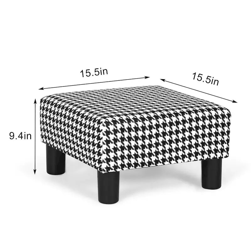 Small Square Footstool Ottoman - Blue, Black/White, Green, Teal