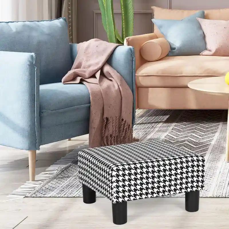 Small Square Footstool Ottoman - Blue, Black/White, Green, Teal