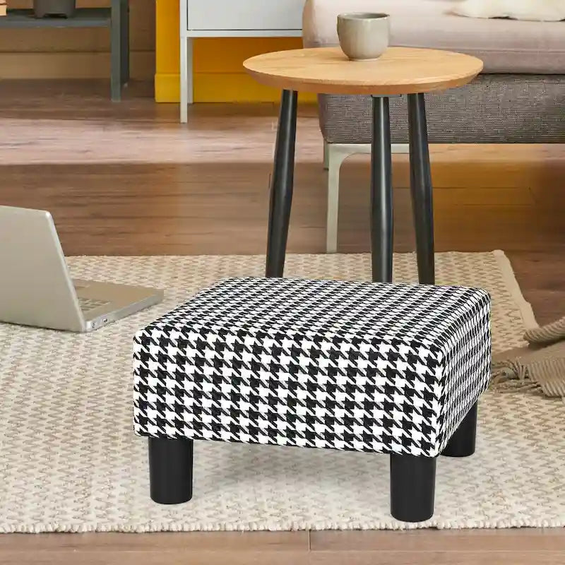 Small Square Footstool Ottoman - Blue, Black/White, Green, Teal