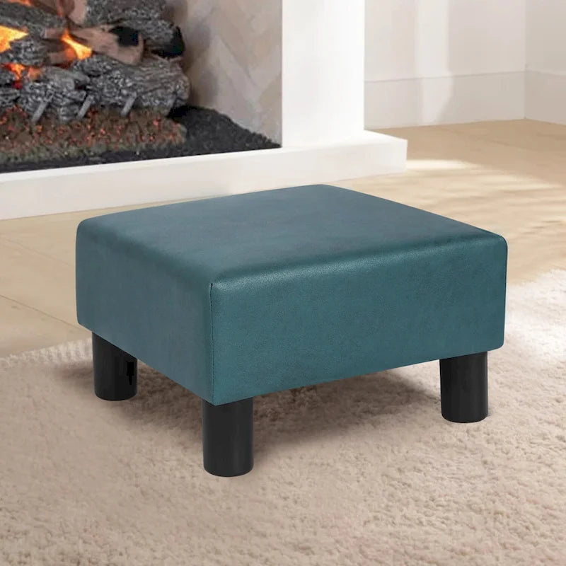 Small Square Footstool Ottoman - Blue, Black/White, Green, Teal