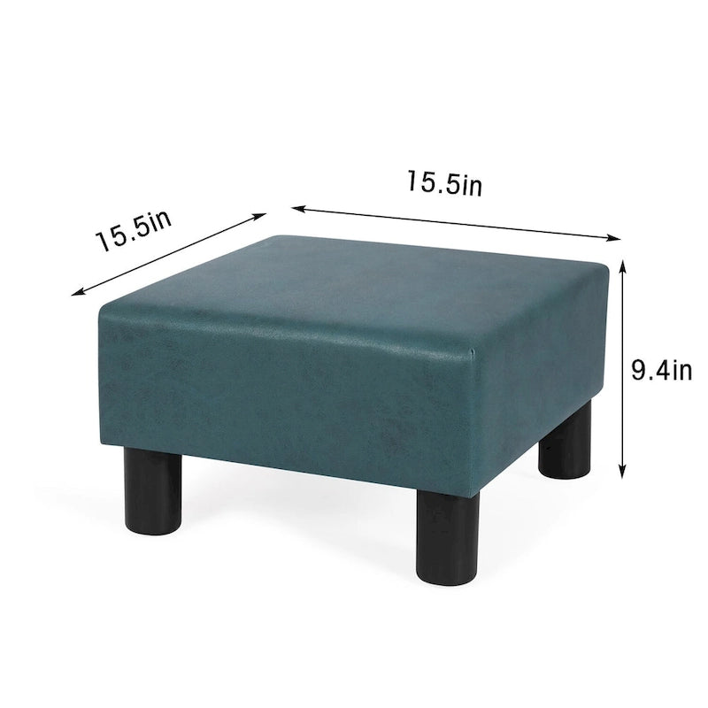 Small Square Footstool Ottoman - Blue, Black/White, Green, Teal