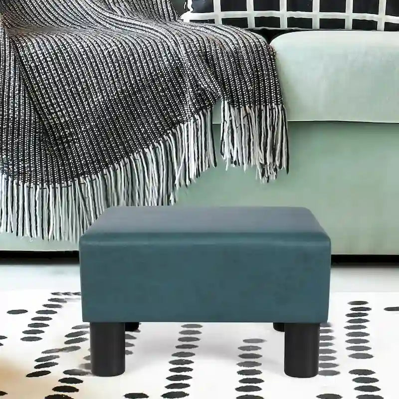 Small Square Footstool Ottoman - Blue, Black/White, Green, Teal