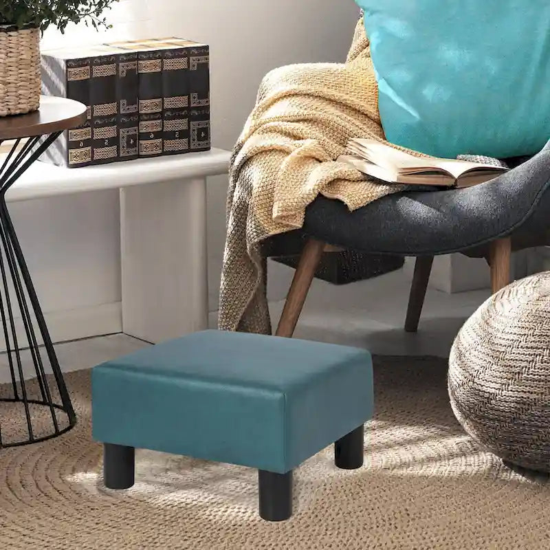 Small Square Footstool Ottoman - Blue, Black/White, Green, Teal