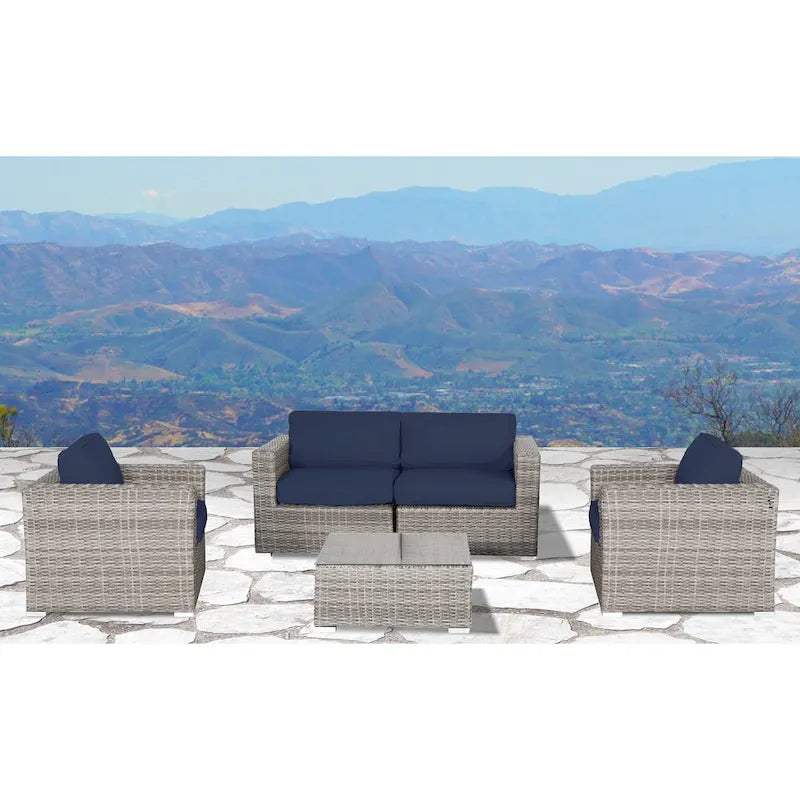 LSI Verona Wicker 5-piece Resort Grade Outdoor Furniture Patio Sofa Set