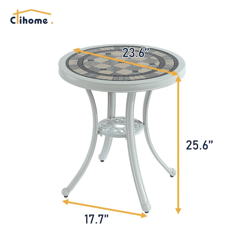 3-Piece Cast Aluminum Outdoor Patio Bistro Set