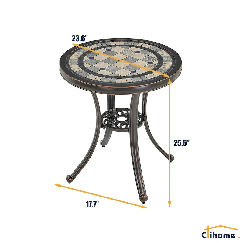 3-Piece Cast Aluminum Outdoor Patio Bistro Set