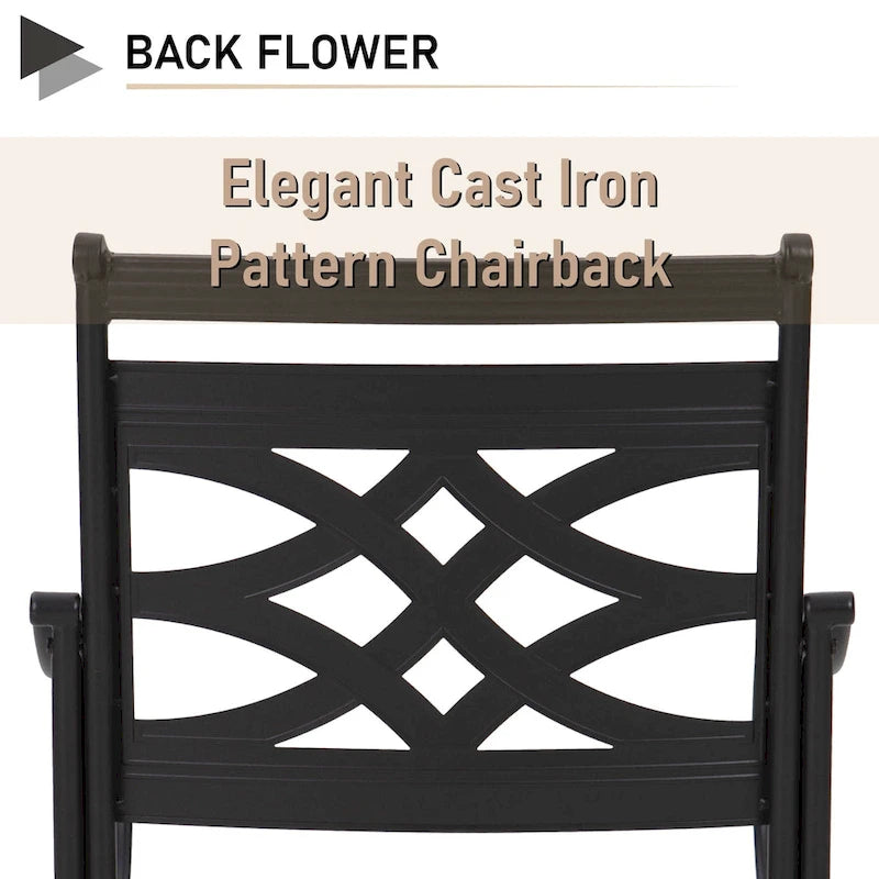 MAISON ARTS Wood-look Table and 4 Pattern Swivel Chairs with Cushion 5-Piece Metal Outdoor Patio Dining Set