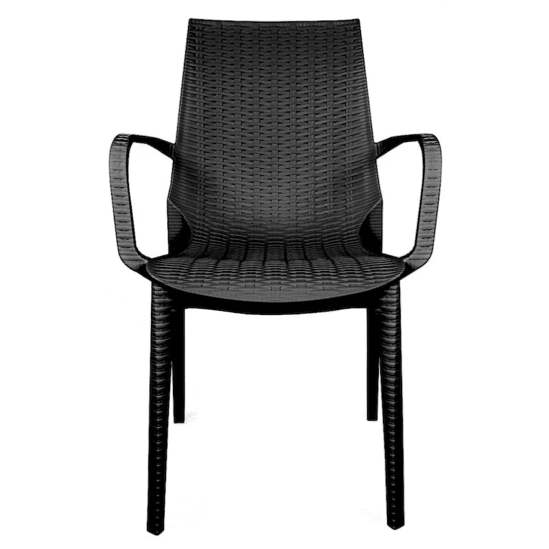 LeisureMod Kent 7-Piece Outdoor Dining Set with 4 Chairs 2 Arm Chairs - 28